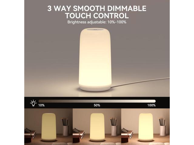Touch Bedside Table Lamp, [Sleek Design & RGB Mode] 3 Way Dimmable Small Lamp for Bedroom, LED Lamp with Warm White Lights, Multi-Color Smart...