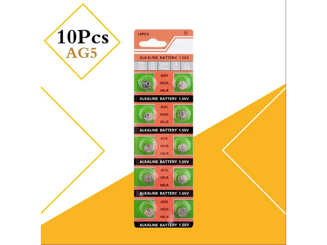 10pcs/pack AG5 1.55V Button Batteries SR754 193 Cell Coin Alkaline Battery 393A 