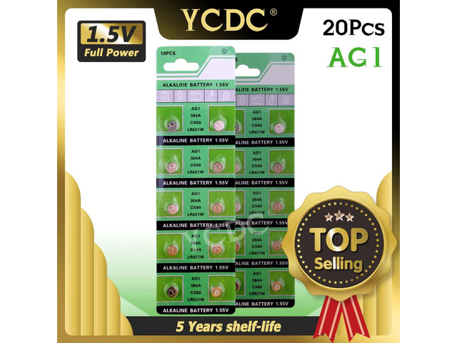 20pcs 1.55V AG1 LR621 SR621 164 Button Battery LR621W CX60 364A Cell Coin Alkaline Batteries TR621SW For Watch Toys Calculators