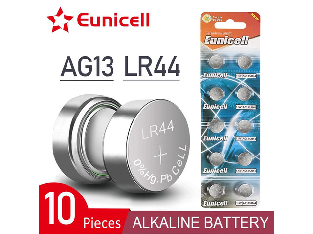 EUNICELL 10pcs 2020 155mAh 1.5V AG13 LR44 Watch Clock Toys Button Batteries Pila