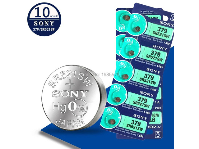 10pcs/lot For Sony 379 1.55V Silver Oxide Watch Battery 379 SR521SW D379 SR63 V379 AG0 Button Coin Cell MADE IN JAPAN