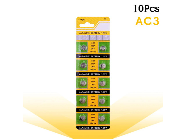 10-pcs/pack AG3 LR41 392 Button Batteries SR41 192 Cell Coin Alkaline Battery 1.