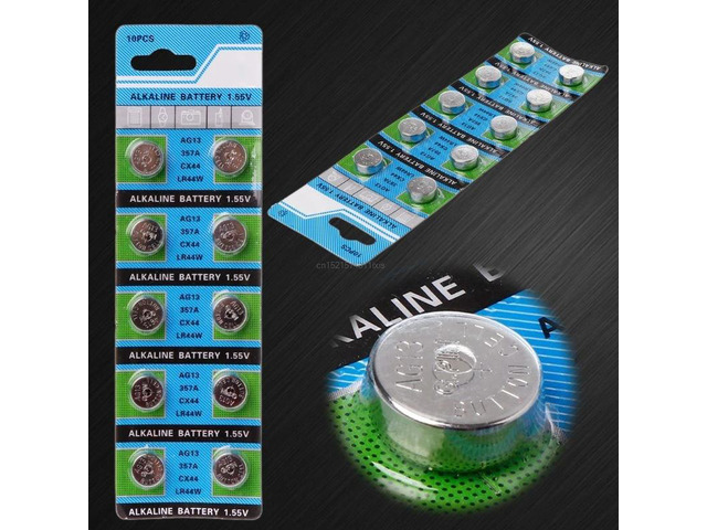 10Pcs AG13 A76 LR44 357A S76E G13 Button Coin Shaped Cell Battery 1.55V Alkaline