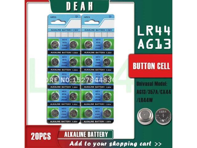 20PCS DEAH 1.55V AG13 LR44 Alkaline Cell Coin Battery AG 13 LR44W LR1154 SR44 A76 357A 303 357 Button Batteries For Watches Toy