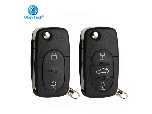 OkeyTech 2/3 Button Flip Folding Car Key Shell Cover Case Fob CR1620 CR2032 Battery Holder HAA For Audi TT A2 A4 A6 A8 Quattro
