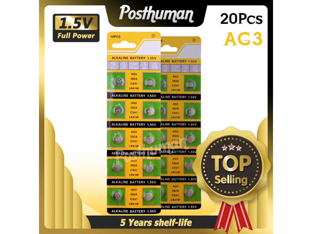 POSTHUMAN 20x Alkaline Battery 1.55V G3 AG3 LR41 LR736 V3GA SR41 192 392 Button 
