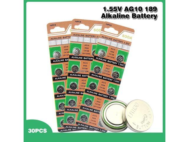 30pcs/card AG10 For Watch Toys Remote 189 LR54 Cell Coin Alkaline Battery 1.55V SR54 389 189 LR1130 389 SR1130 Button Batteries