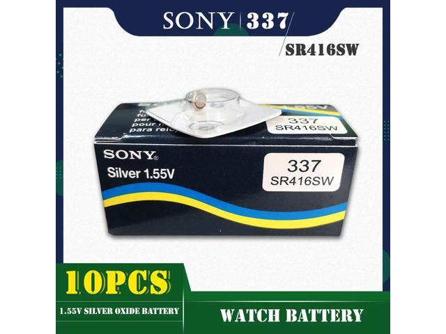 10PCS/lot For SONY 337 SR416SW 1.55V Silver Oxide Button Cell Batteries LR416 337A AG6 for Watches Single Grain Packing