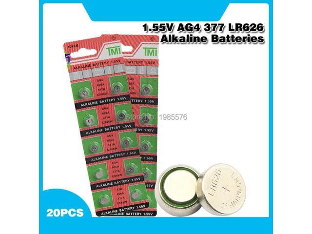 20pcs 1.55V AG4 Battery SR626 377 LR626 LR66 SR66 SR626SW 377A Button Cell Watch Coin G4 Batteries For Gadgets Watches