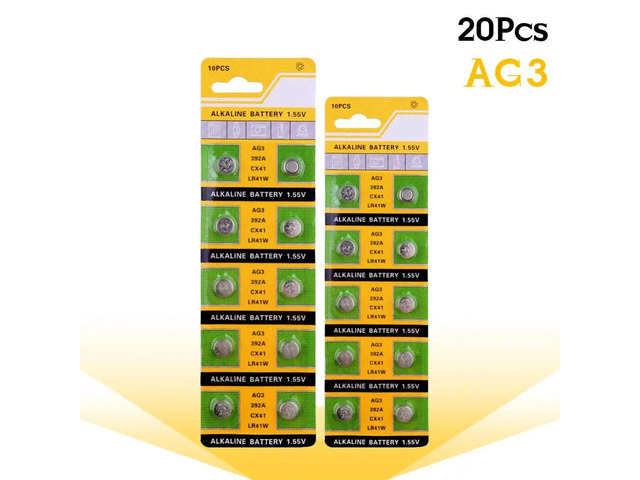 20Pcs/2card 2020 Promotion sale Ag3 Cell Battery Limited 392 1.5V LR41 192 SR41 Alkaline CoCell Batteries Size 7.9*3.6mm