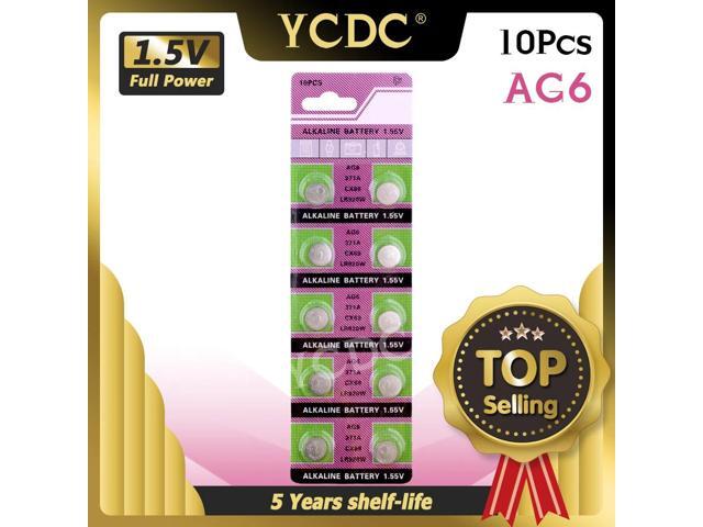 10pcs/pack AG6 LR920 371 L921 Button Batteries SR927 171 Cell Coin Alkaline Battery 1.55V 371A CX69 LR920W For Watch Toys Remote