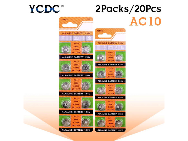 20pcs AG10 LR1130 1130 SR1130 389A LR54 L1131 389A 1.55V Button Battery MP3 Play
