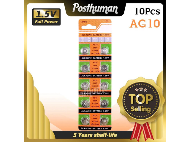 POSTHUMAN Cheap+Hot Selling+Bateria Button Battery 10 Pcs 1.55V AG10 LR54 LR1130
