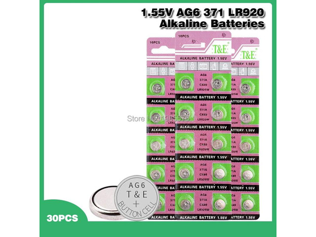 30PCS Alkaline Battery AG6 1.55V Button Coin Cell 371 SR920SW LR920 SR927 171 370 L921 LR69 SR920 Watch Batteries