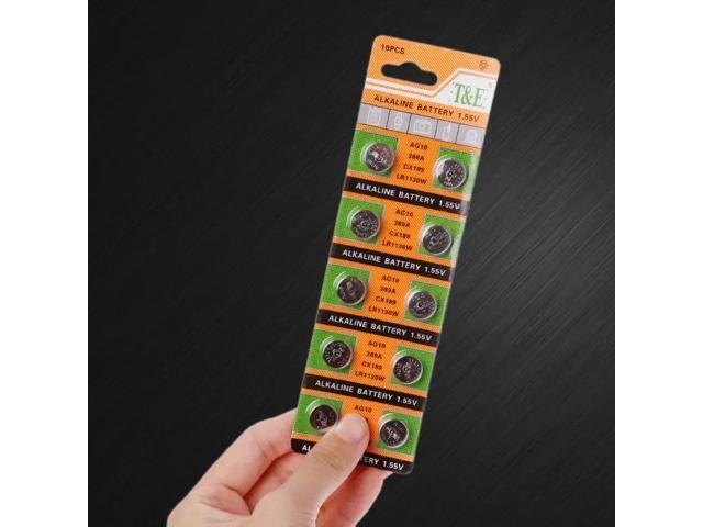 10PCS Button Coin Cell Battery AG10 1.5V Watch Batteries SR54 389 189 LR1130 SR1130 Toys Control Remote