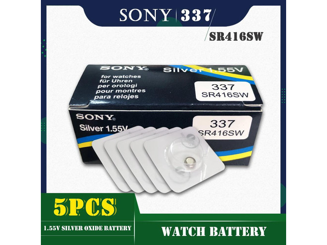 5PCS/lot For SONY 337 SR416SW 1.55V Silver Oxide Button Cell Battery LR416 337A 