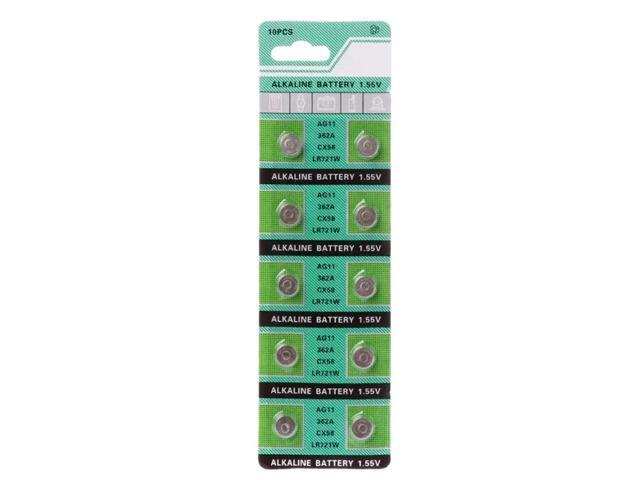 10PCS Alkaline Battery AG11 1.55V LR721 362 SR721 162 Button Coin Cell Watch Toys Batteries Control Remote B85B