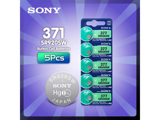 2020 5pc For Sony 377 SR626SW SR626 AG4 1.55V Silver Oxide Watch Battery SR626SW 377 177 376 Button Coin Cell