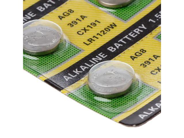 10PCS Watch Battery AG8 1.55V Li-ion Button Coin Cell Batteries LR1120 391 SR1120 191 LR55 Toys Remote Camera CPU