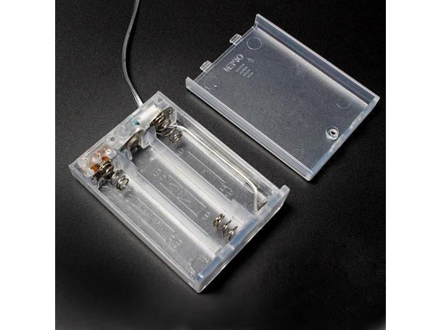 1PCS Transparent Battery Box 3xAA 4.5V Battery Holder Box Case With NO/OFF Button Switch &Wire Lead For AA Rechargeable Battery