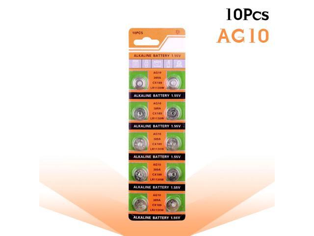 Hot selling watch AG 10 Battery 10 Pcs 1.55V AG10 LR54 LR1130 L1131 389 189 Alkaline Batteries Button Cell Coin