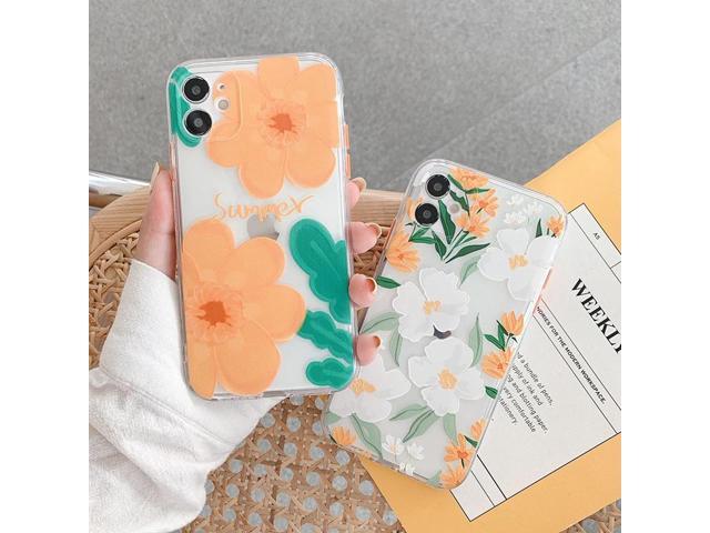 Fashion Cute Flower Phone Case For iphone SE 2020 11 Pro max 7 8 plus X XR XS Max Soft Back Cover Transparent Color buttons Capa