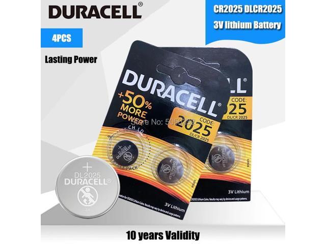 4PCS for DURACELL CR2025 Button Cell Battery 3V Lithium Batteries for Watch Toy Computer Calculator Control DLCR 2025