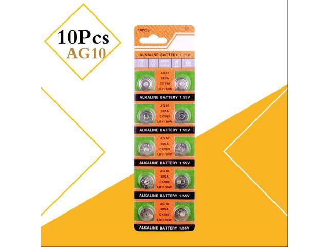 AG10 10pcs/pack SR1130 Button Batteries 189 LR1130 LR54 Cell Coin Alkaline Battery 1.55V SR54 389 189 For Watch Toys Remote