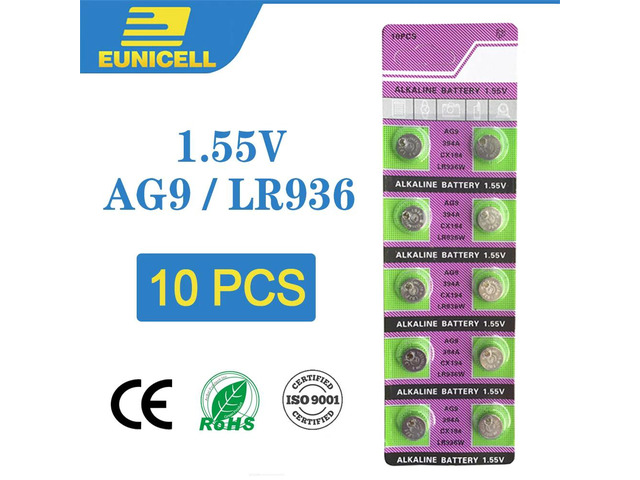 10pcs Alkaline Cell Coin Battery 1.55V AG9 LR936 LR45 Button Batteries 394 SR936