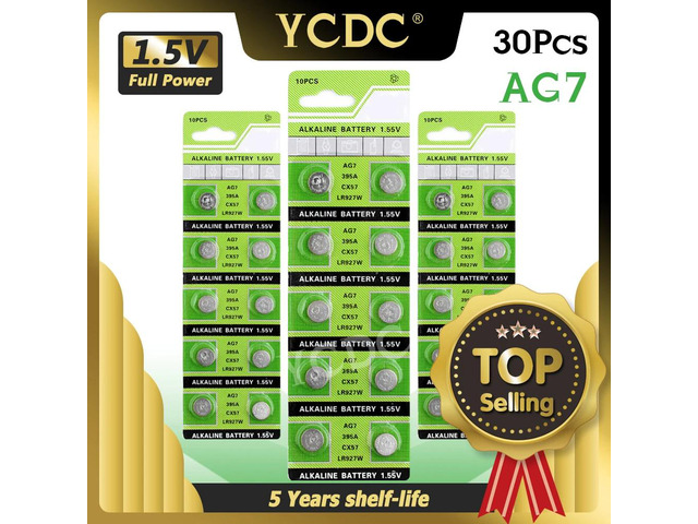 30x 1.55V Volt LR927 LR927W S28 SP395 SR57 SR57L SR927 SR927SW SR927W TR927W V395 Coin Button Cell AG7 Alkaline Batteries