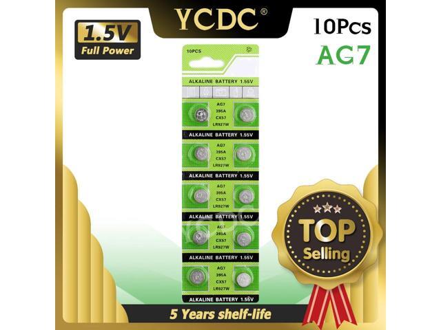 10pcs/pack AG7 LR927 LR57 Button Batteries 395A Cell Coin Alkaline Battery 1.55V SR927W 399 GR927 For Watch Toys Remote 52%off