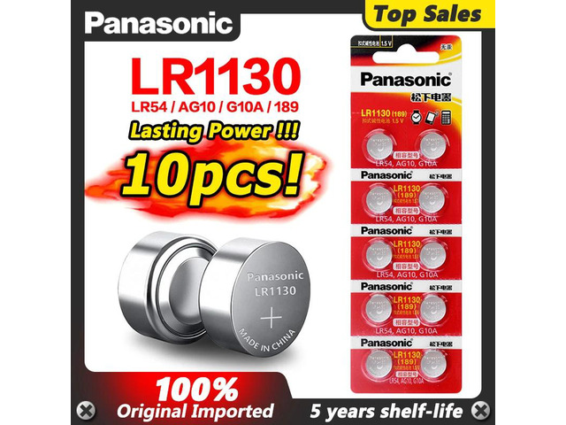 10pcs/lot Battery Cell 1.5V AG10 LR1130 Alkaline Button Battery AG10 389 LR54 SR54 SR1130W 189 LR1130 Button Batteries