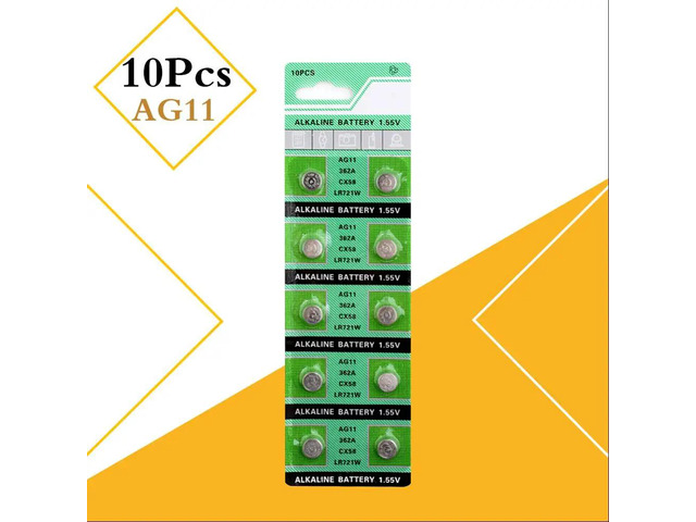 10pcs/pack AG11 LR721 362 Button Batteries SR721 162 Cell Coin Alkaline Battery 