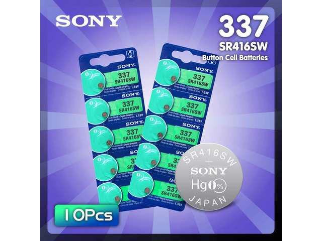 2020 10pcs/lot Sony 1.55V 337 SR416SW Silver Oxide Watch Battery LR416 337 SR416SW Button Coin Cell 0%Hg