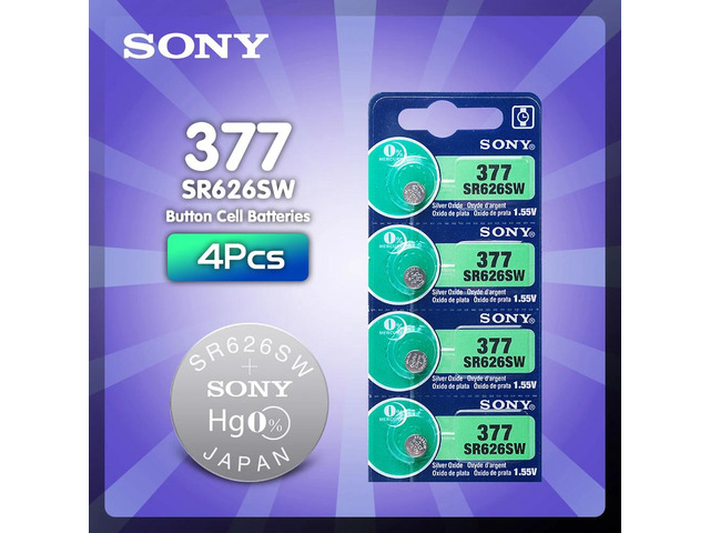 4PCS/lot For Sony 1.55V AG4 377A 377 LR626 SR626SW SR66 LR66 button cell Watch Coin Battery Silver Oxide MADE IN JAPAN