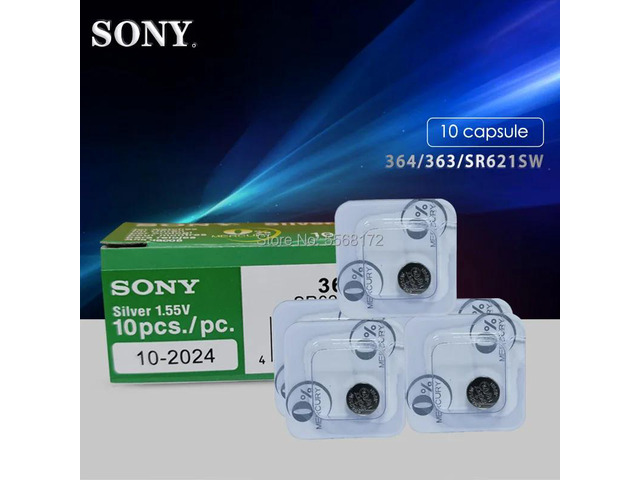 10pcs For Sony 1.55V 364 SR621SW V364 SR60 SR621 AG1 Single grain packing Watch Battery Button Coin Cell