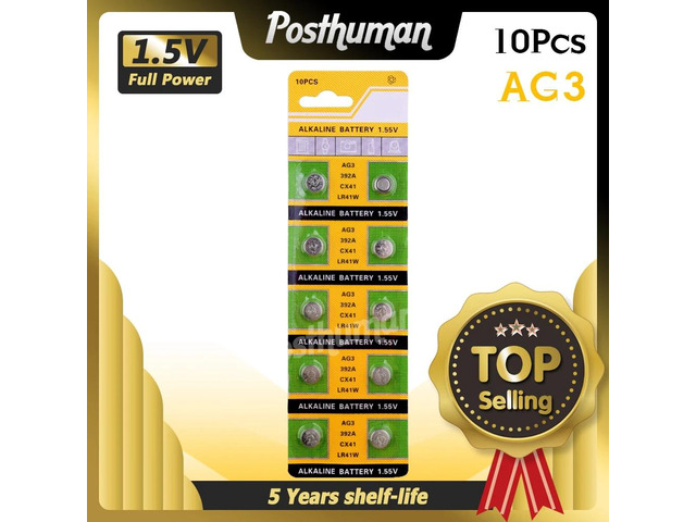 POSTHUMAN 10pcs AG3 1.55V Alkaline Button Battery AG 3 384 392 SR41W SR41 L736 C