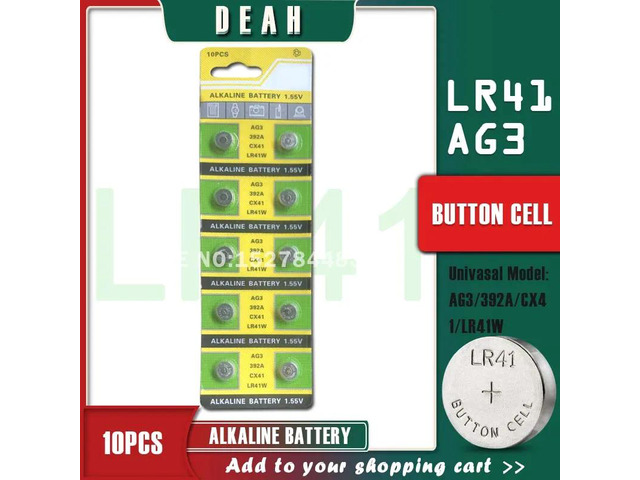 DEAH 10PCS 1.55V AG3 LR41 Alkaline Cell Coin Battery SR41 392 192 AG 3 L736 384 SR41SW CX41 Button Batteries For Watches Toy LED