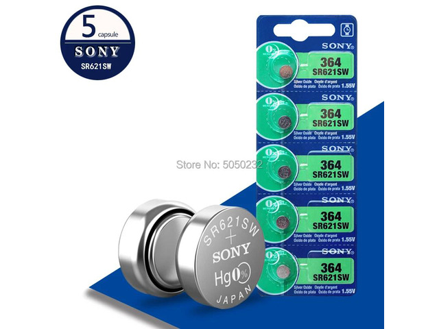 5pcs For Sony 1.55V 364 SR621SW V364 SR60 SR621 AG1 Watch Battery Silver Oxide B