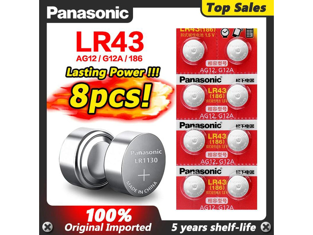8Pcs AG12 AG 12 LR 43 Battery 2020 LR1144 LR43 Coin Button Cells 1.5V Alkaline L