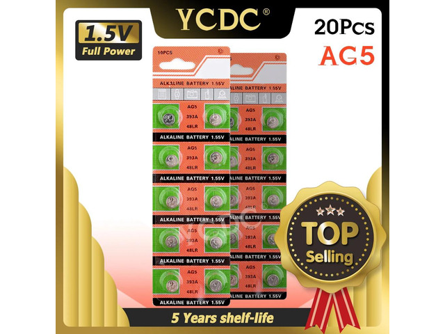 20pcs/pack LR754 393 AG5 Button Battery SR754 193 Cell Coin Alkaline Batteries 1
