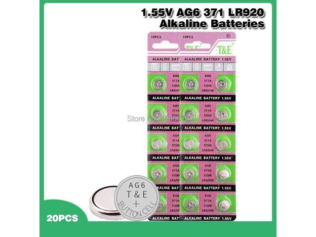 20pcs Alkaline Cell Coin Battery 1.55V AG6 LR920 Button Batteries 371A CX69 LR920W 371 L921 SR927 171 G6A AG 6 For Watch Toys