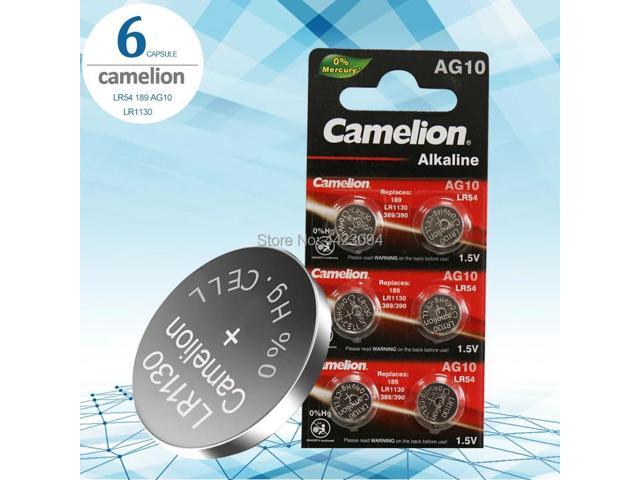 6pcs/lot Camelion 1.5V AG10 LR1130 Coin Cell Battery Batteries LR 1130 Alkaline AG10 389 LR54 SR54 SR1130W 189 LR1130 Button