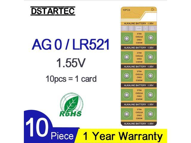 10PCS Button Battery 1.55V AG0 SR63 LR69 LR521 379A SR521SW GP379 D379 V379 V520 AG 0 Alkaline Button Cell Coin Batteries