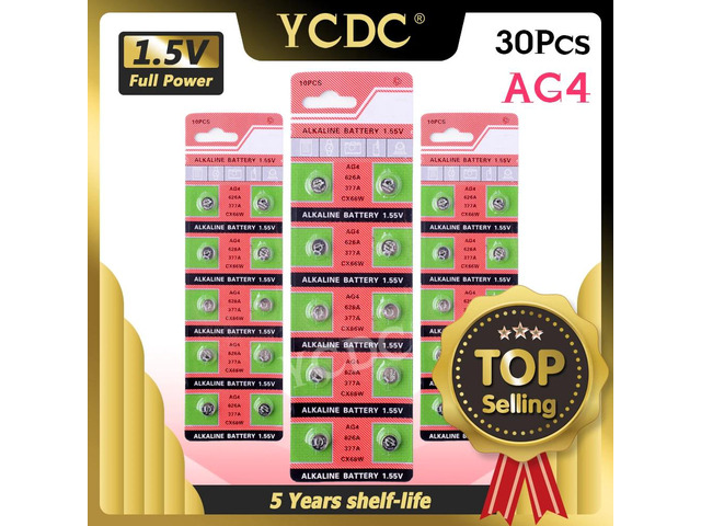30Pcs AG4 GA4 SR626 376 377 565 D377 LR626 LR66 SR66 Button Cell Coin Battery 30x AG4 SR626 LR626 377 177 G4 1.55V Cell Battery