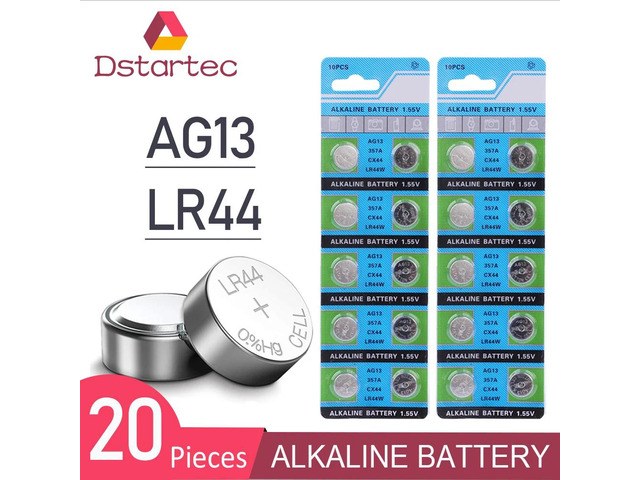 20pcs 30mAh 1.55V AG13 LR44 L1154 RW82 RW42 SR1154 SP76 pila SR44 Button Batteries For Watch Toys Remote etc Cell Coin Battery