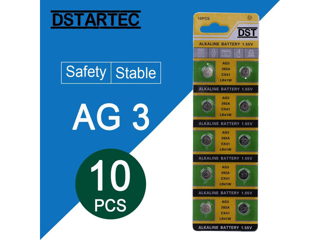 10pcs/card 30mAh 1.55V AG3 392A L736 LR41 392 384 SR41SW CX41 192 AG 3 Button Batteries For Watch Toys Remote Cell Coin Battery