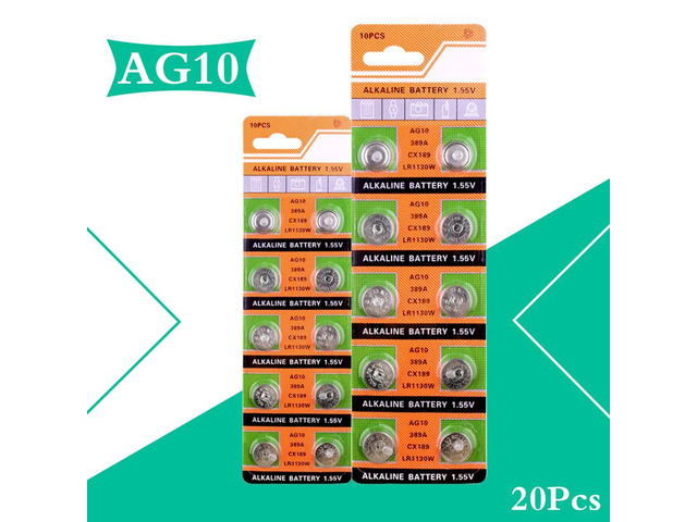 20pcs AG10 Button Batteries 189 LR54 1.55V Cell Coin Alkaline Battery SR54 389 189 For Watch Toys Remote