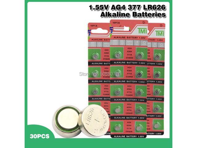 30pcs/pack AG4 LR626 377 Button Batteries SR626 177 Cell Coin Alkaline Battery 1.55V 626A 377A CX66W For Watch Toys Remote