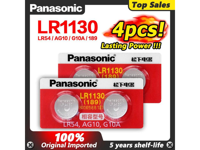 4pcs/lot Battery Cell 1.5V AG10 LR1130 Alkaline Button Battery AG10 389 LR54 SR5